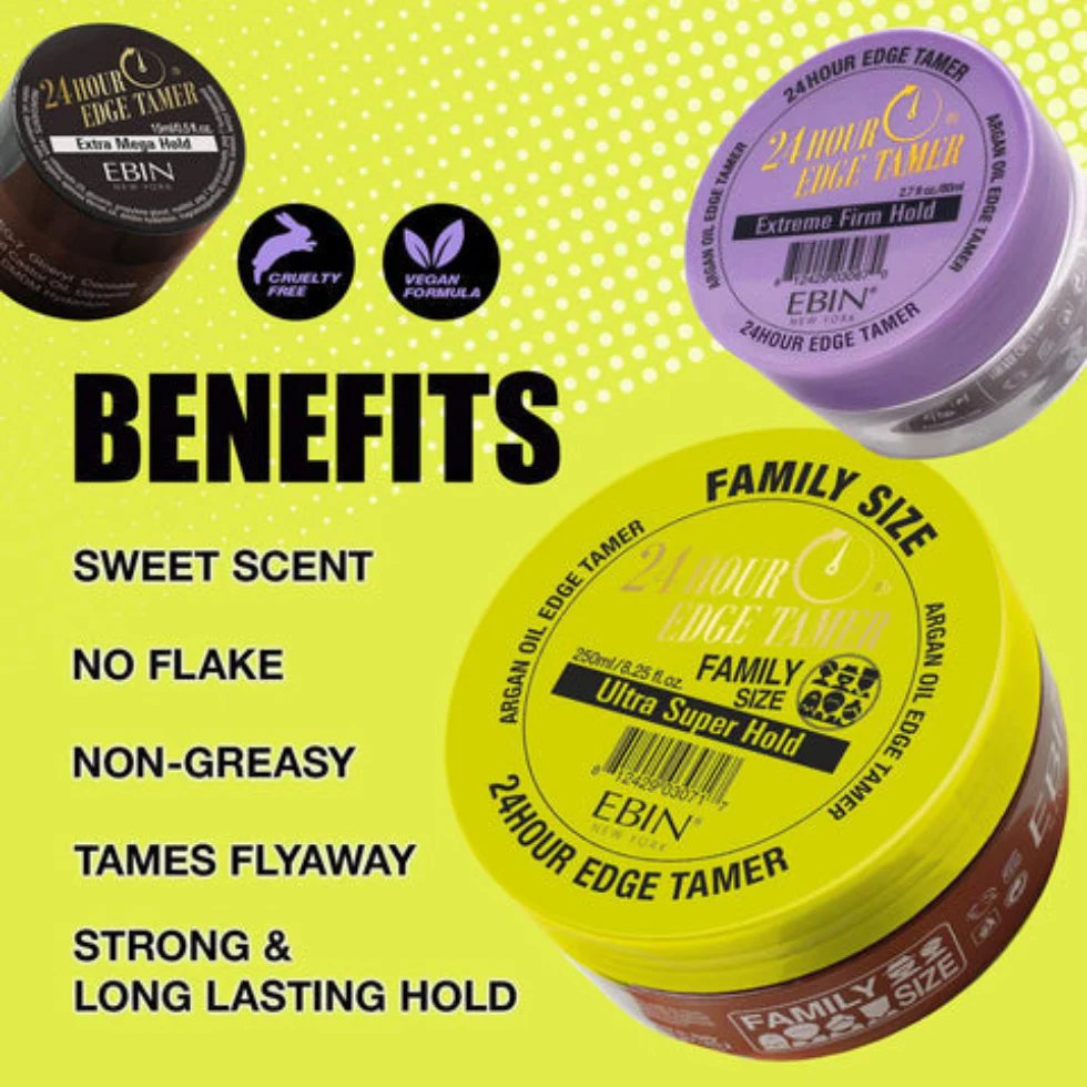 Ebin 24 Hour Edge Tamer Ultra Super Hold 80ml | Smooth & Sleek Edges - Image 3