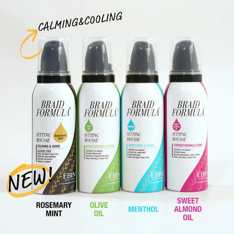 EBIN Braid Formula Moisturizing & Shine Setting Mousse with Olive Oil- Smooth & Frizz-Free Braids - Image 3