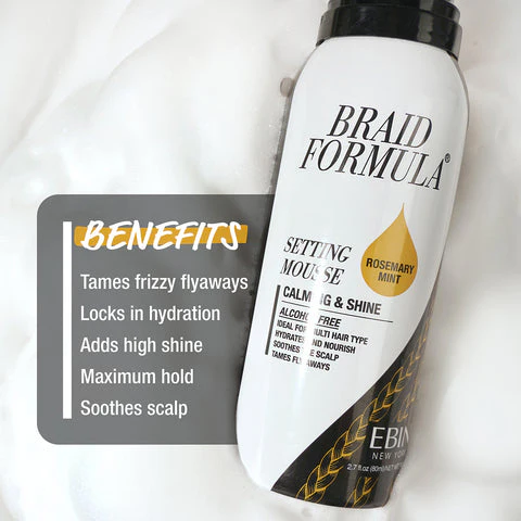 EBIN Braid Formula Moisturizing & Shine Setting Mousse with Olive Oil- Smooth & Frizz-Free Braids - Image 5