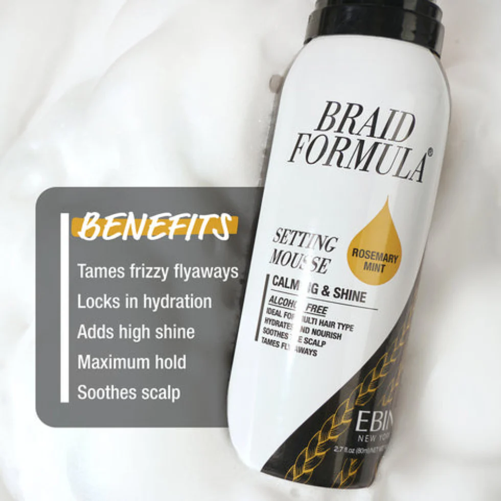 EBIN Braid Formula Setting Mousse Rosemary Mint 80ml | Calming & Shine Braids - Image 4