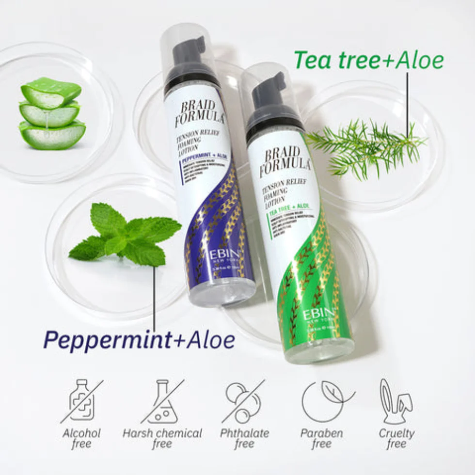 EBIN Braid Formula Tension Relief Foaming Lotion 250ml | Peppermint & Aloe - Image 4