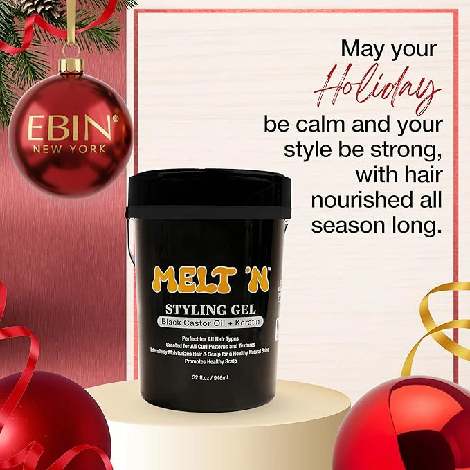 EBIN Melt’N Styling Gel – Keratin + Black Castor Oil – 946ml / 32 fl oz - Image 5