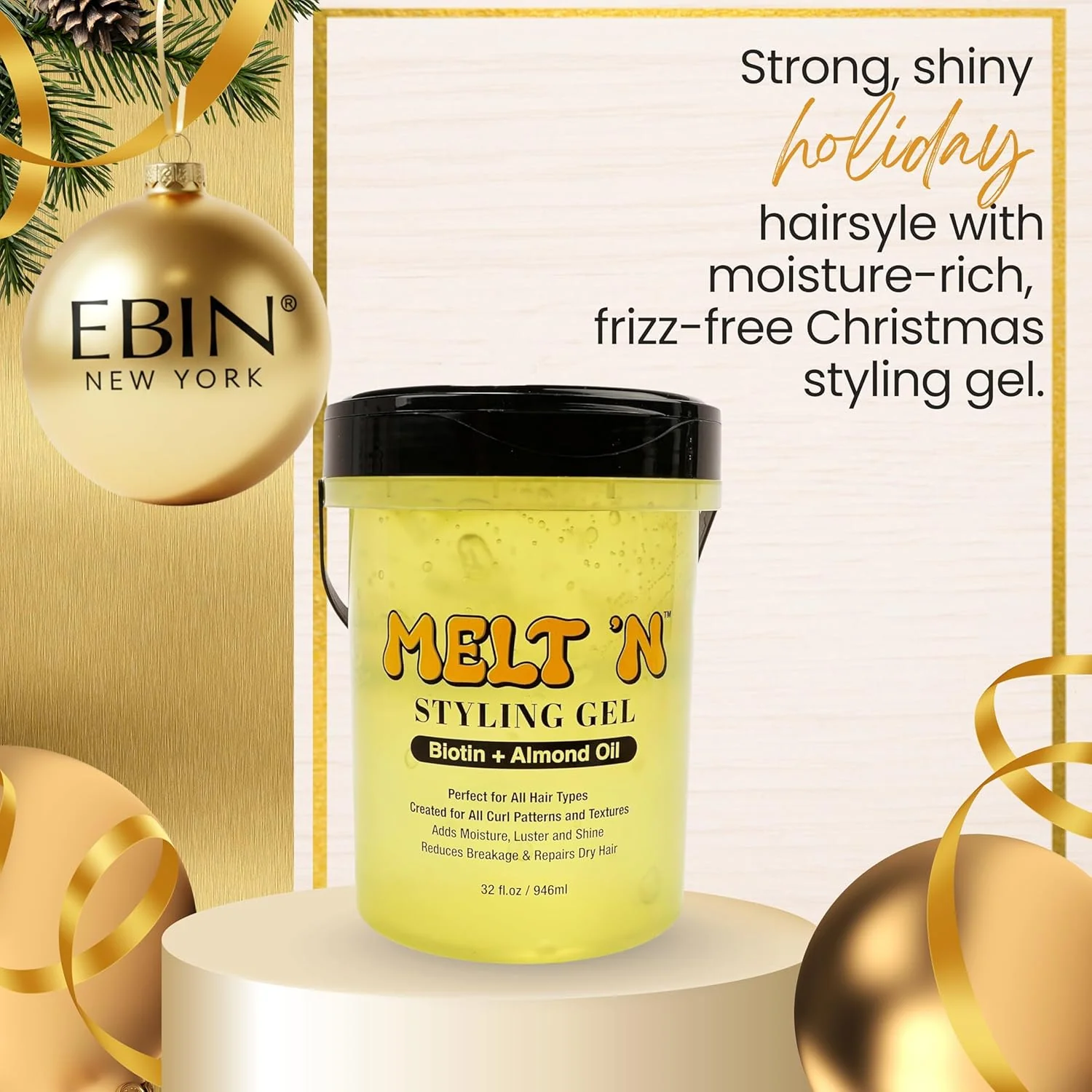 EBIN Melt’N Styling Gel – Keratin + Black Castor Oil – 946ml / 32 fl oz - Image 8