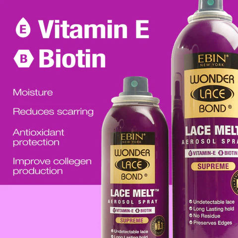 EBIN New York Lace Bond Lace Melt Spray with Vitamin E 6oz | All-Day Hold - Image 3