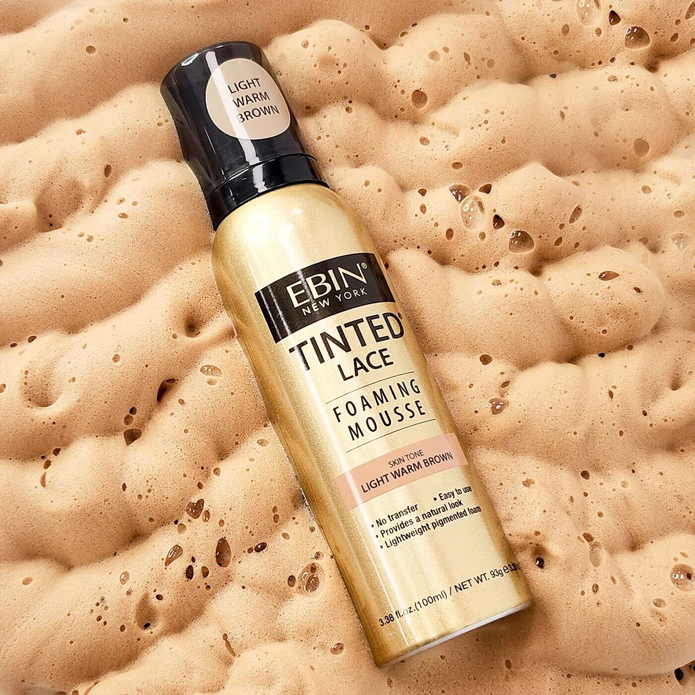 EBIN Tinted Lace Foaming Mousse 100ml | Light Warm Brown Shade - Image 2