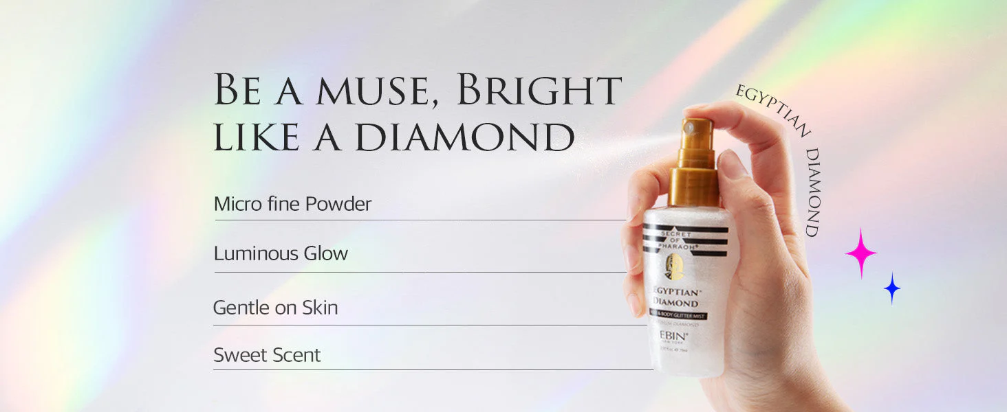 EBIN Secret of Pharaoh Hair & Body Glitter Mist 70ml | Gold Diamond Sparkle - Image 7