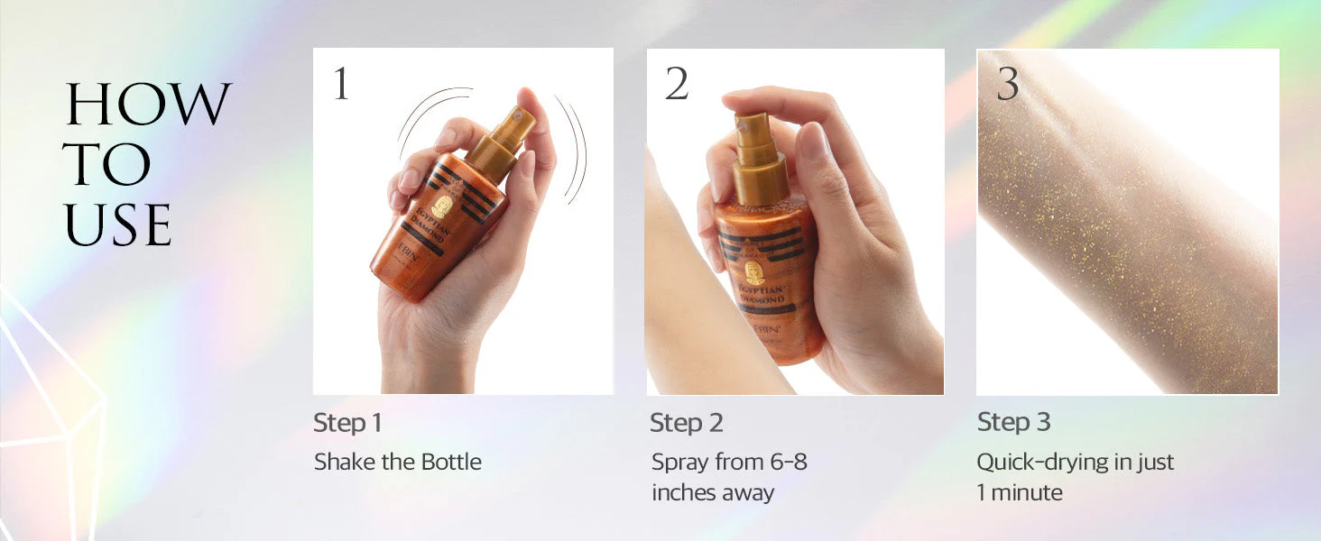 EBIN Secret of Pharaoh Hair & Body Glitter Mist 70ml | Rose Gold Diamond - Image 3
