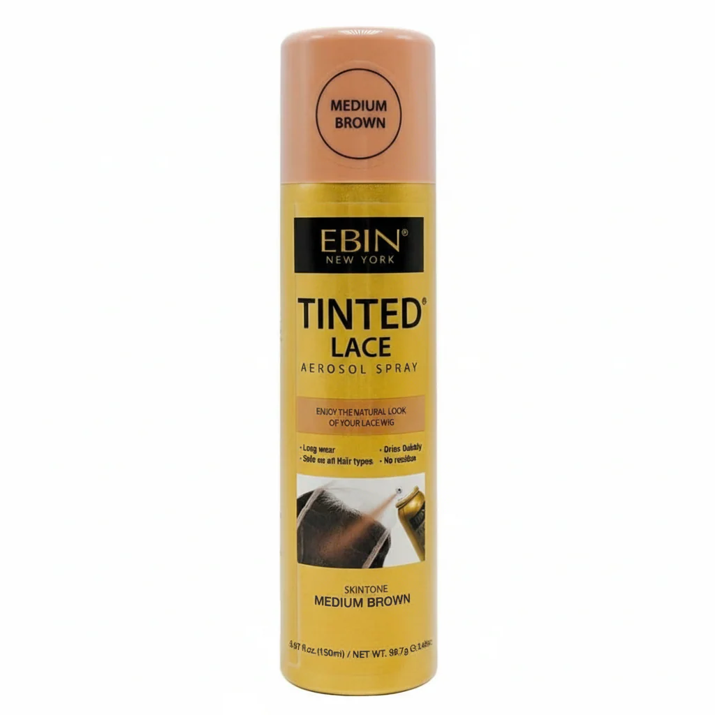 EBIN Tinted Lace Aerosol Spray Medium Brown 150ml | Seamless Wig Lace Tint - Image 2