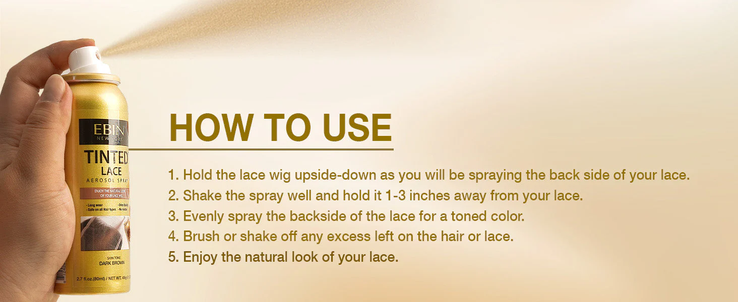 EBIN Tinted Lace Aerosol Spray 80ml | Medium, Dark, Light & Cool Deep Brown – Natural Wig Tint - Image 11