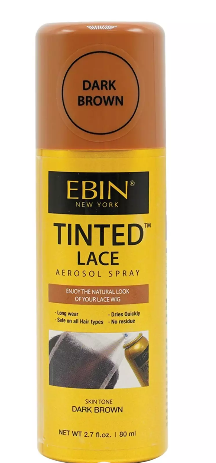 EBIN Tinted Lace Aerosol Spray 80ml | Medium, Dark, Light & Cool Deep Brown – Natural Wig Tint - Image 5