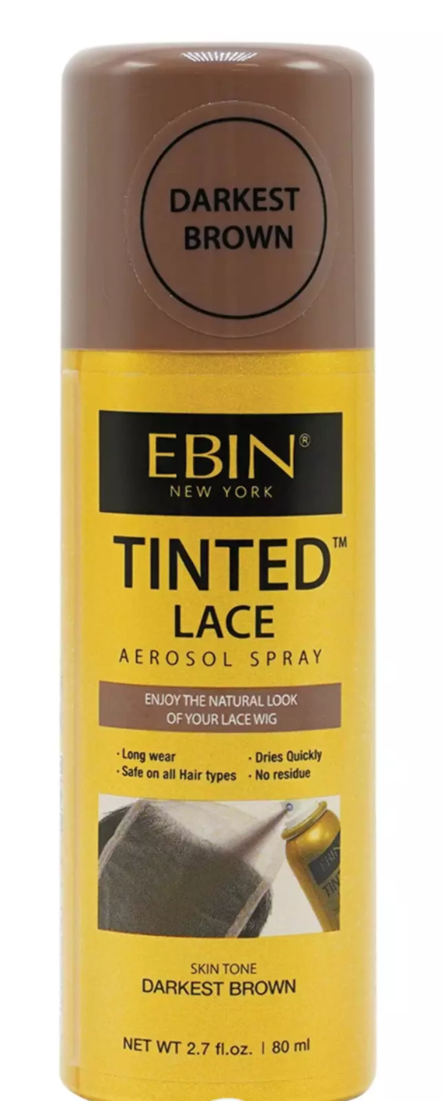 EBIN Tinted Lace Aerosol Spray 80ml | Medium, Dark, Light & Cool Deep Brown – Natural Wig Tint - Image 9