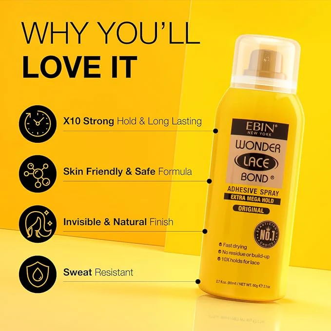 EBIN Wonder Lace Bond Adhesive Spray Extra Mega Hold 420ml | Original - Image 5