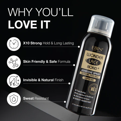 EBIN Wonder Lace Bond Adhesive Spray Supreme Extreme Hold 180ml - Image 6