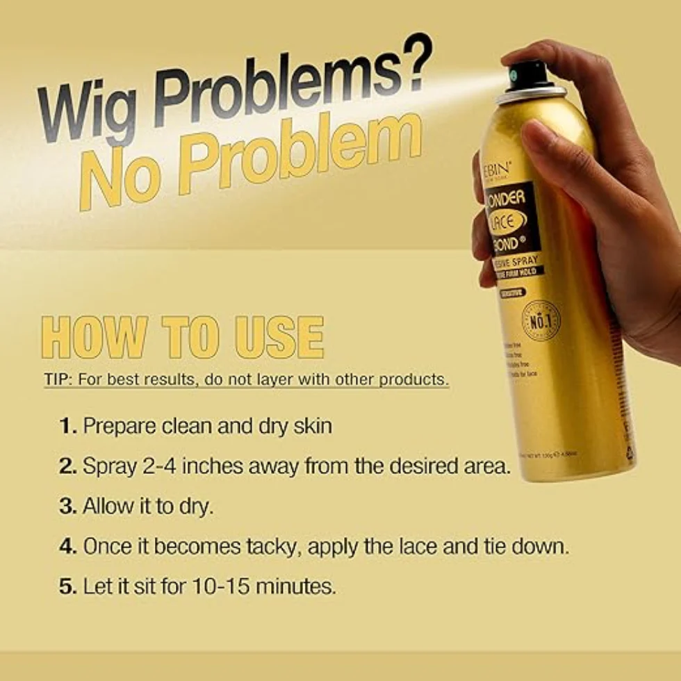 EBIN Wonder Lace Bond Adhesive Spray Sensitive 180ml | Extreme Hold Lace Melt - Image 3