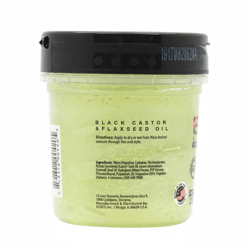 Eco Styler Black Castor & Flaxseed Gel 236ml | Repair Growth Shine Styling - Image 2