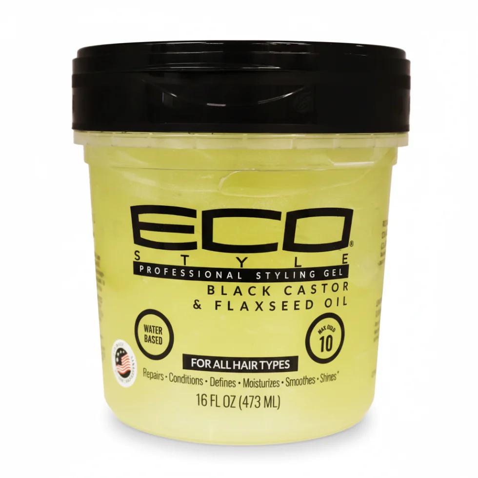 Eco Style Black Castor Flaxseed Gel 473ml | Repair Growth Shine Styling