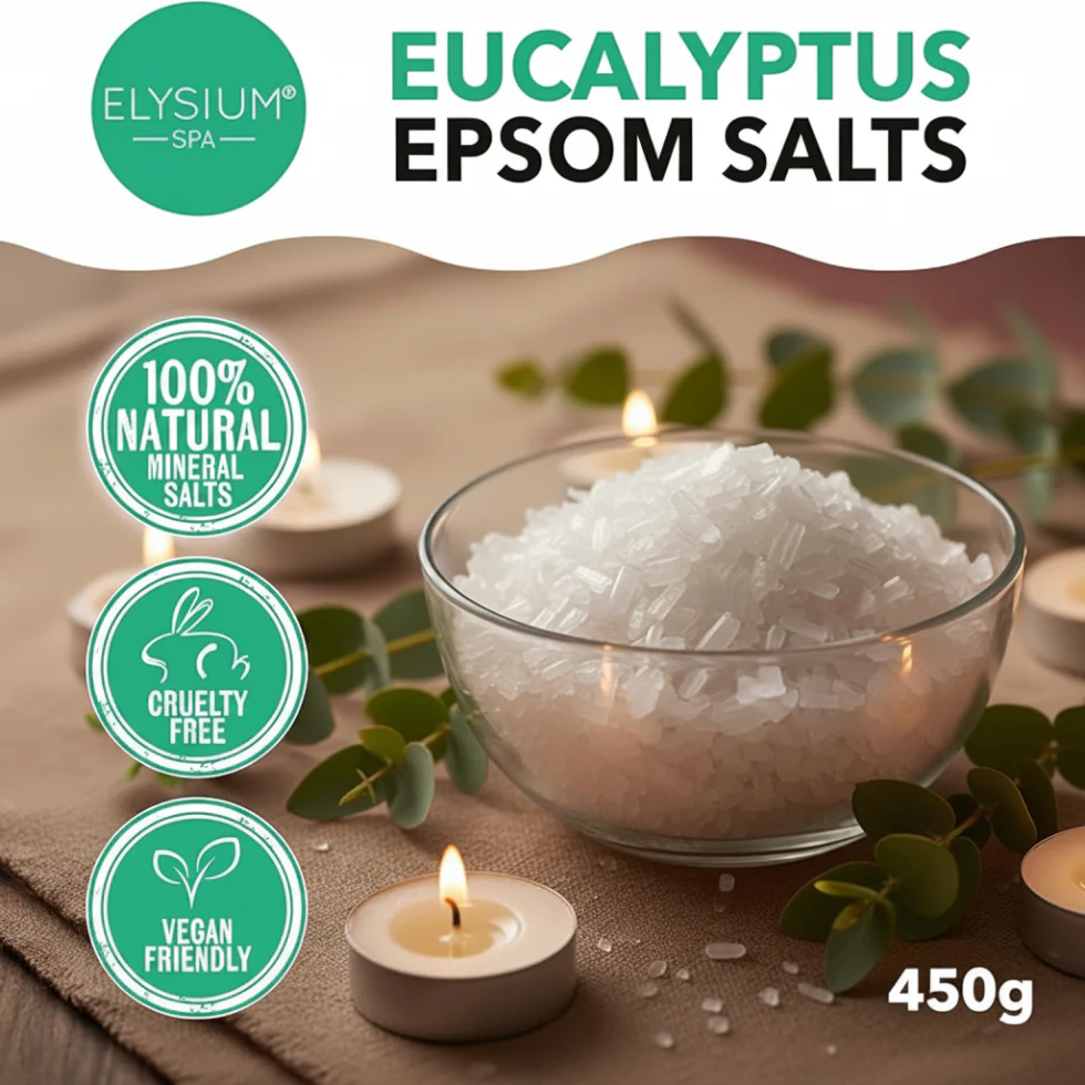 Elysium Spa Natural Eucalyptus Epsom Salts 450g | Relax, Soothe & Detox Bath - Image 4