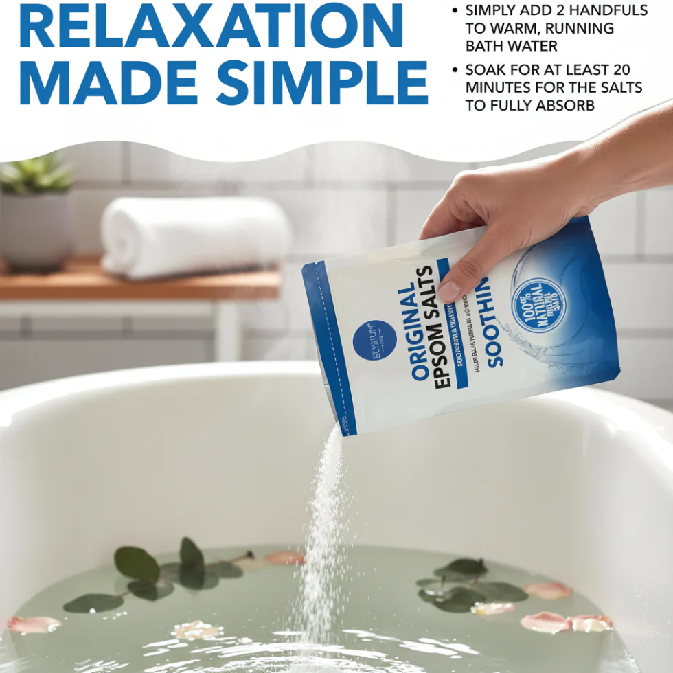 Elysium Spa Original Epsom Salts Soothing 450g | 100% Natural Mineral Salt for Muscle Relief - Image 2