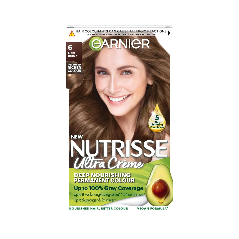 Garnier Nutrisse 6 Light Brown Hair Dye | Natural & Long-Lasting Color