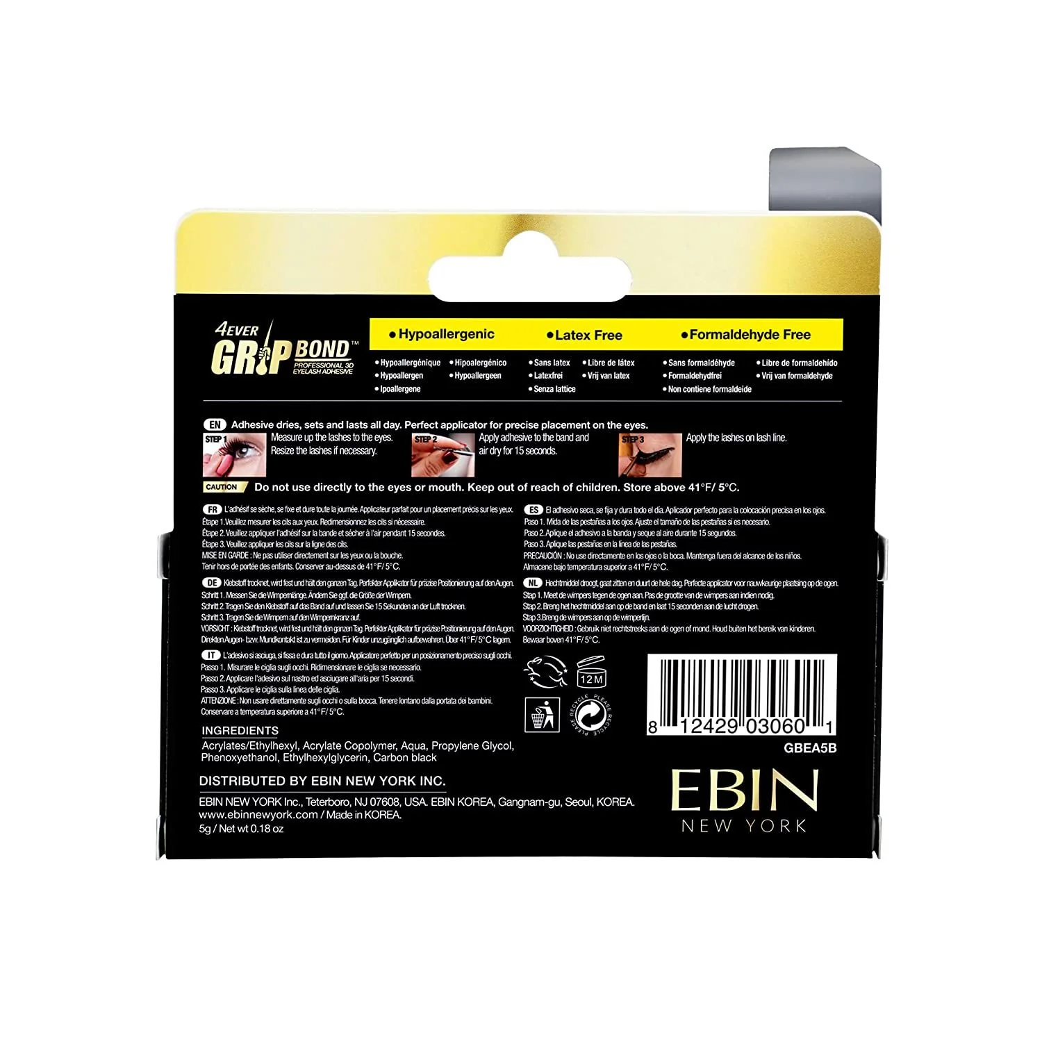 Grip Bond Latex-Free Eyelash Adhesive Black/Dries Dark, 0.18oz - Image 4
