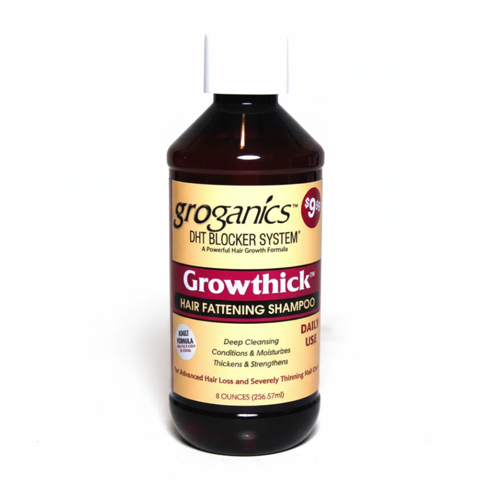 Groganics Gro-thick Hair Fattening Shampoo 8oz | Volumizing Hair Cleanser