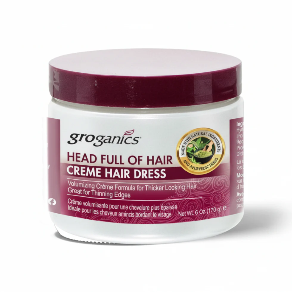 Groganics Head Full of Hair Cream Hair Dress 6oz | Volumize & Strengthen Hair