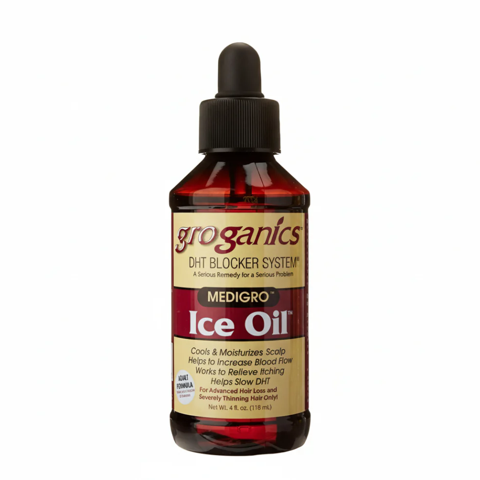 Groganics Medigro Ice Oil 118ml | Cooling Scalp & Hair Growth Oil Treatment