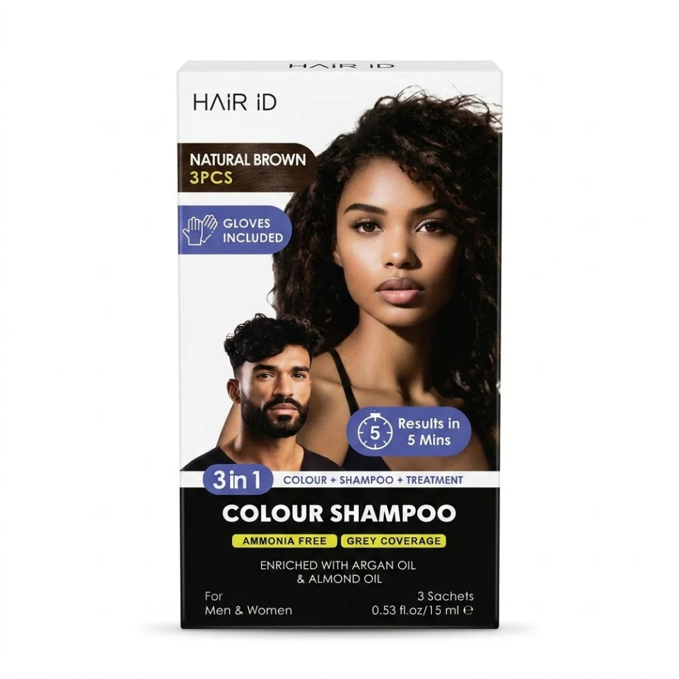 Hair ID 3-in-1 Ammonia Free Color Shampoo Natural Brown 15ml | Colour & Care