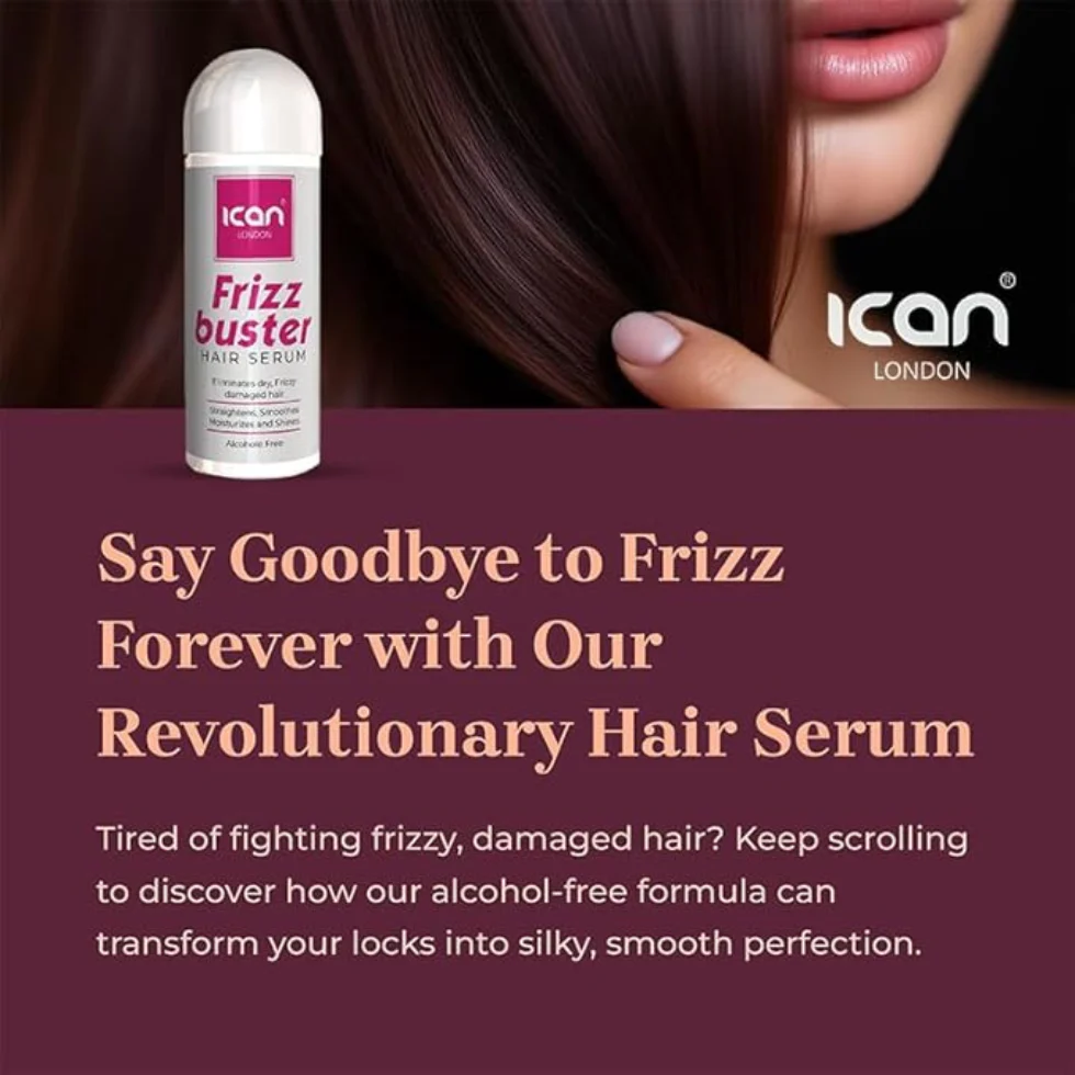 ICAN London Frizz Buster Hair Serum 207ml | Smooth Shine Frizz Control - Image 2