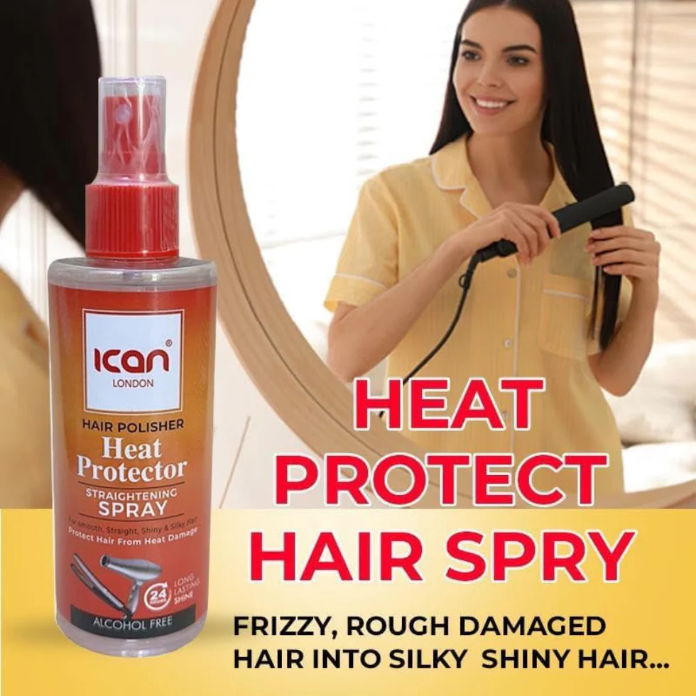 ICAN London Heat Protector Spray 207ml | Straightening Smooth Shine Hair - Image 2