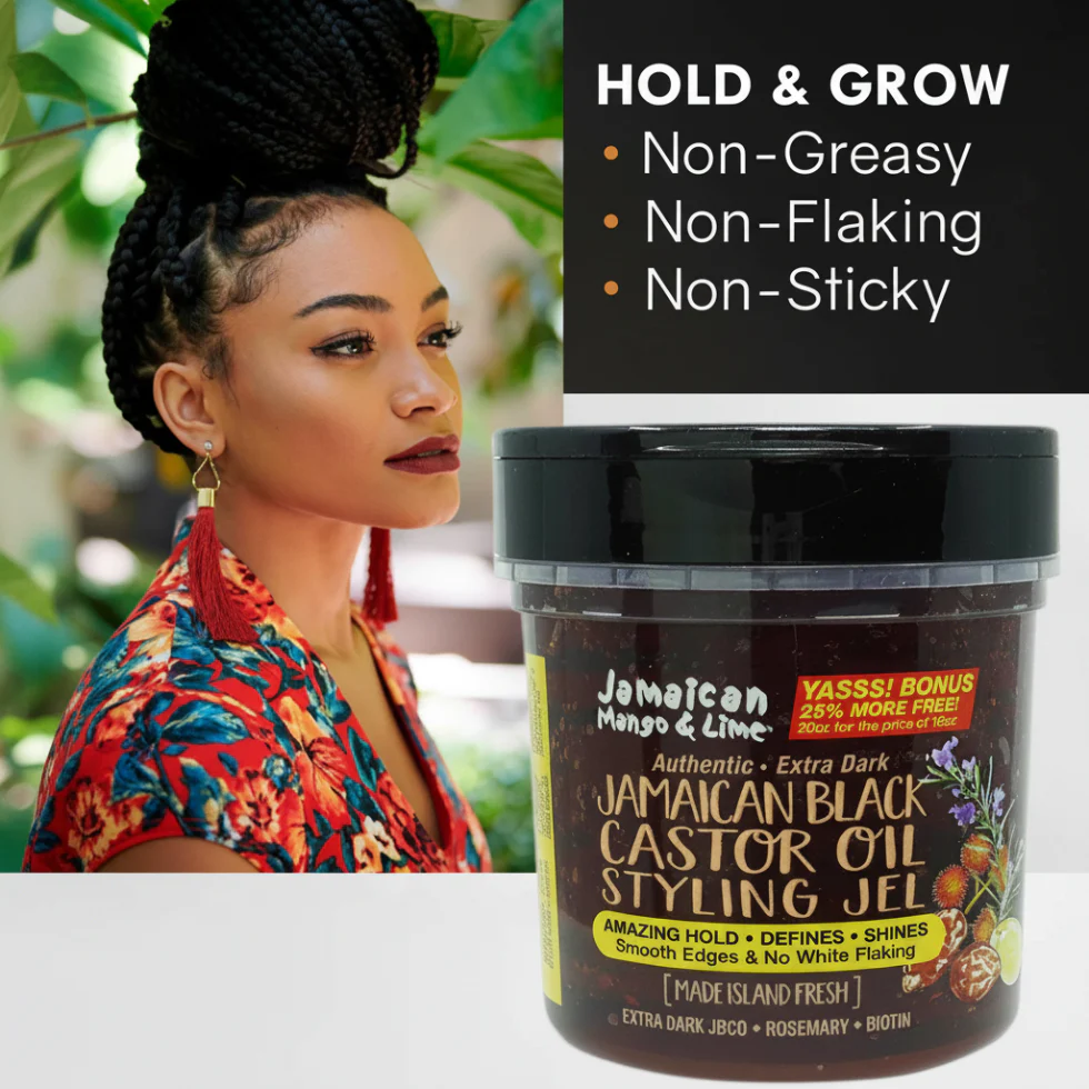 Jamaican Mango & Lime Black Castor Oil Styling Gel 20oz | Strong Hold Shine - Image 2