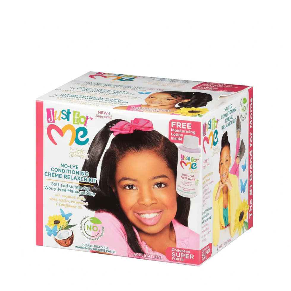 Just For Me No-Lye Relaxer Kit Super Strength | Kids Conditioning Creme Relaxer