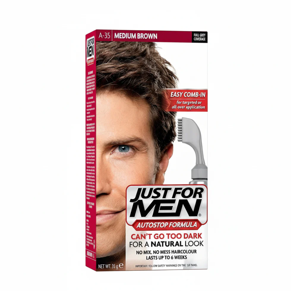 Just For Men AutoStop Hair Color A-35 Medium Brown | Automatic Gray Coverage