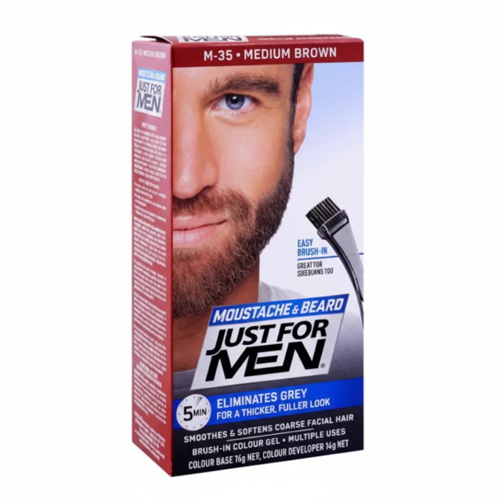 Just For Men Beard Color M-35 Medium Brown | 5-Min Gray Coverage Dye