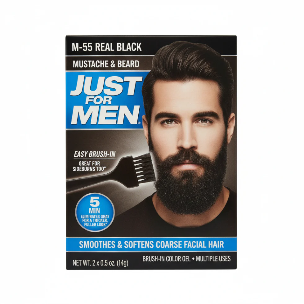 Just For Men Beard Color M-55 Real Black | 5-Min Gray Coverage Dye