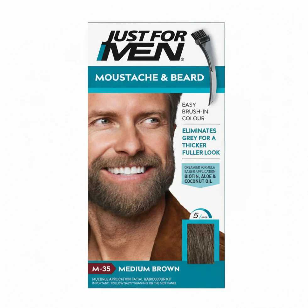 Just For Men Beard Color Medium Brown M-35 | Mustache Gray Coverage Dye