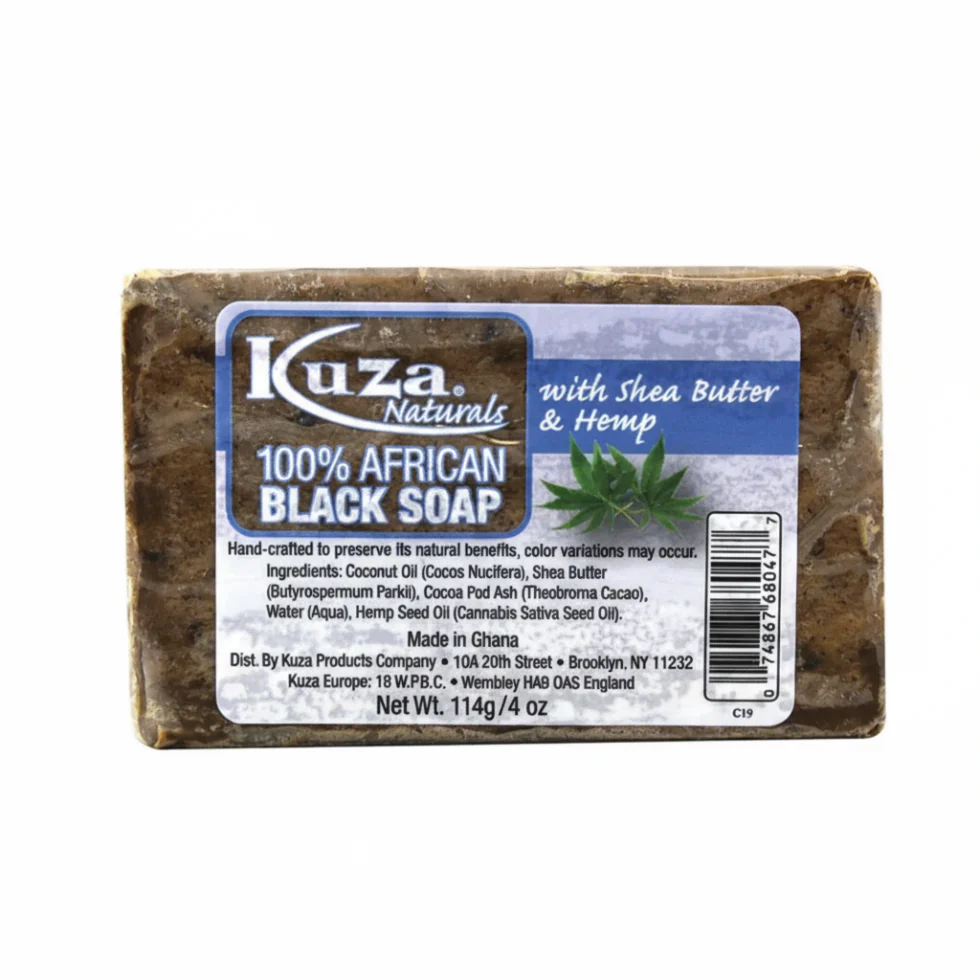 Kuza African Black Soap Shea Butter & Hemp 4oz | Nourish & Revitalize Skin