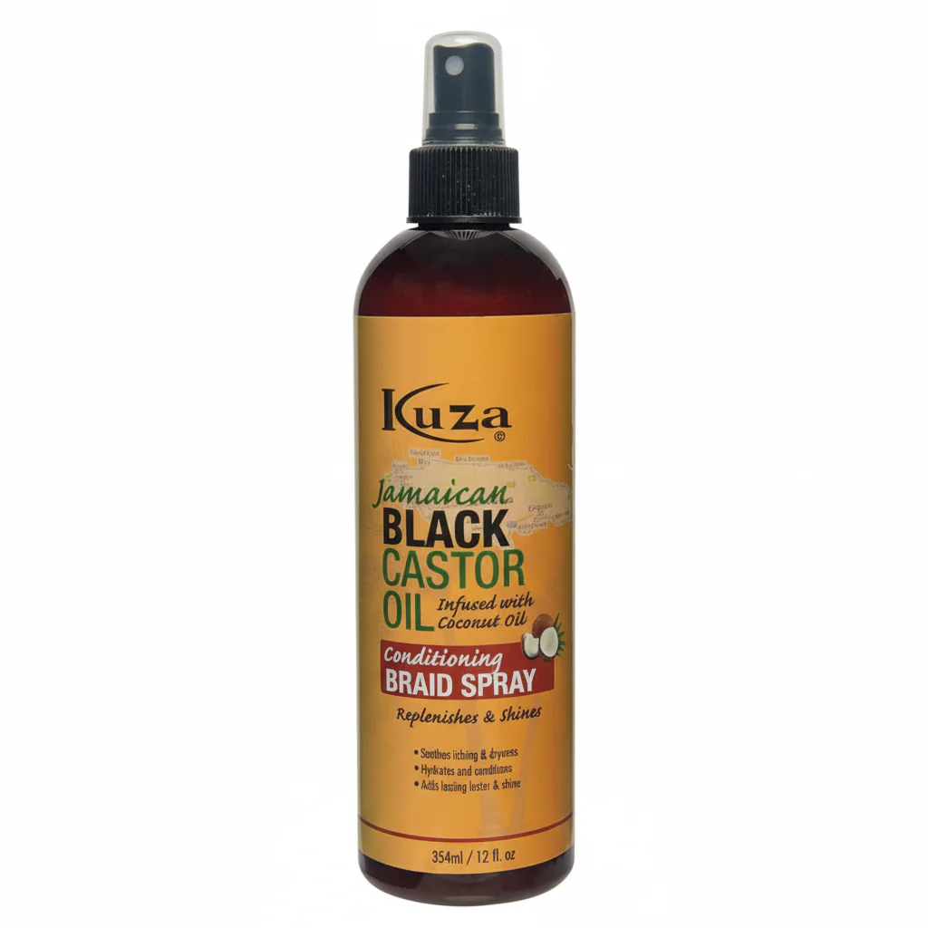 Kuza Jamaican Black Castor Oil Conditioning Braid Spray 2oz & 12oz | Hydrate & Strengthen