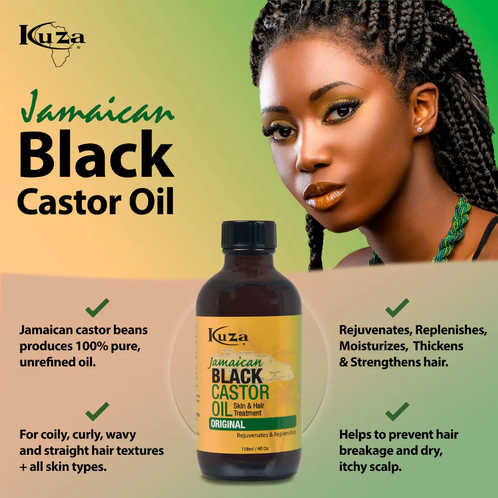 Kuza Jamaican Black Castor & Flaxseed Oil 4oz | Skin & Hair Treatment - Image 4