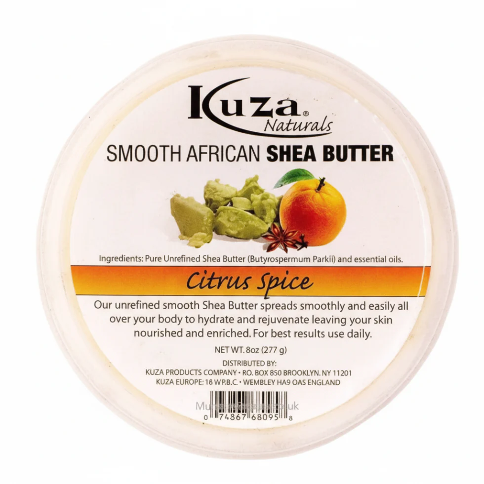 Kuza Smooth African Shea Butter Citrus Spice 8oz | Moisturizing Skin & Hair Care