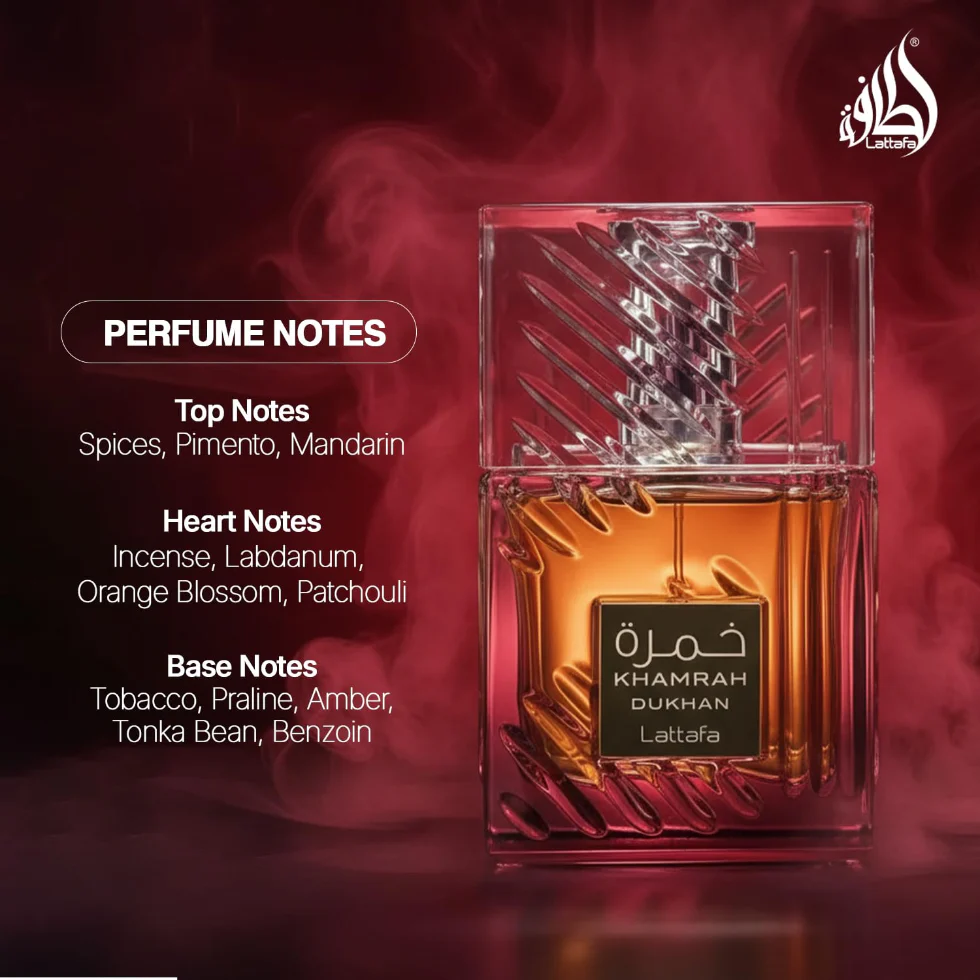 Lattafa Khamrah Dukhan Eau De Parfum 100ml | Smoky Bold Oriental Unisex - Image 2