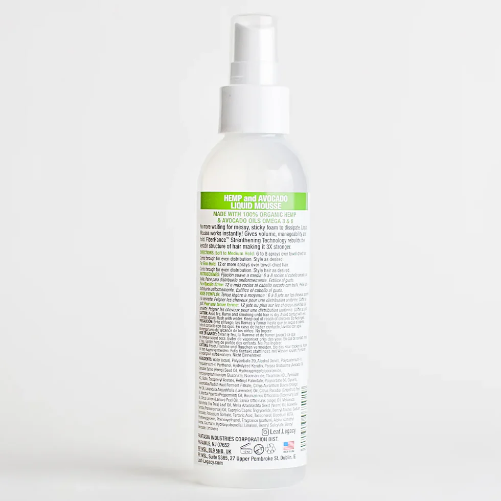 LEAF LEGACY Hemp & Avocado Liquid Mousse Styling Spray 6oz | Volume & Hold - Image 3
