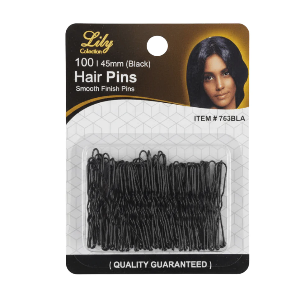 LILY 45mm Black Hair Pins 100PCS | Salon Bobby Pins for Styling