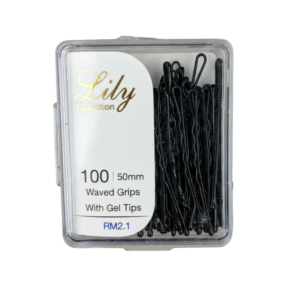 LILY 50mm Wavy Hair Grips Gel Tips 100PCS | Strong Hold Salon Styling Pins