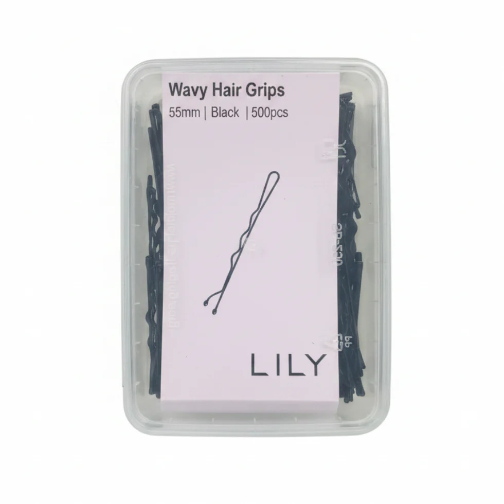 LILY 55mm Wavy Black Hair Grips 500PCS | Strong Hold Salon Styling Pins