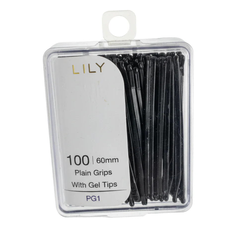 LILY 60mm Plain Hair Grips Gel Tips 100PCS | Salon Styling Pins PG1