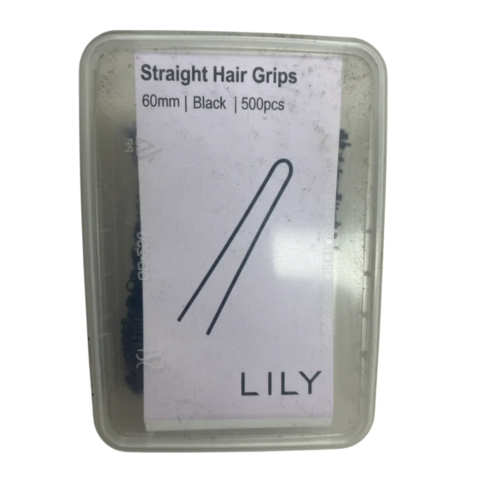 LILY 60mm Straight Black Hair Grips 500PCS | Strong Hold Salon Styling Pins