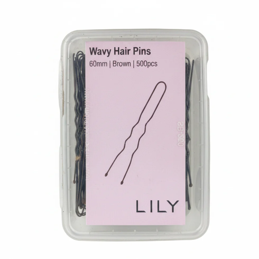 LILY 60mm Wavy Brown Hair Grips 500PCS | Salon Styling Pins Strong Hold