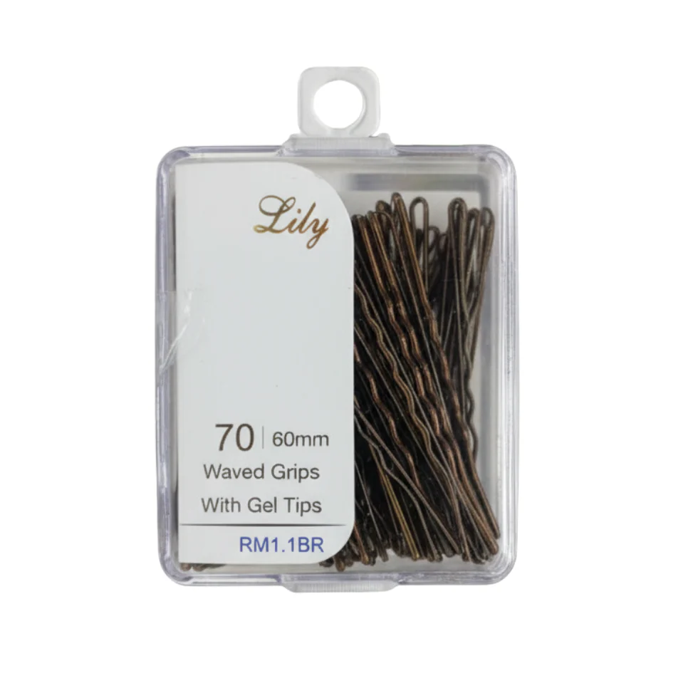 LILY 60mm Wavy Hair Grips Gel Tips 70PCS | Salon Styling Pins RM1.1BR