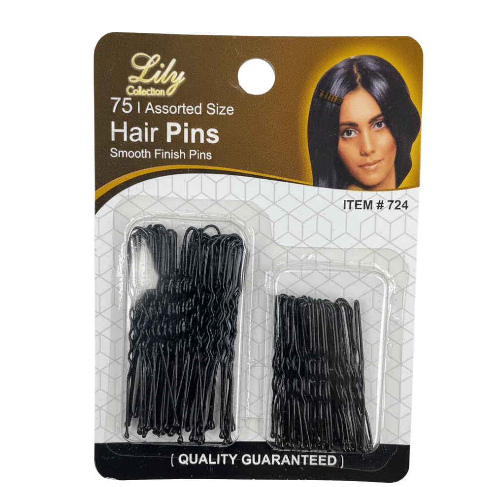 LILY Assorted Size Hair Pins 75PCS | Smooth Finish Salon Bobby Pins
